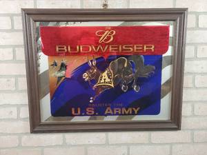lot 335 image: Budweiser U.S. ARMY Mirror - Approx. 27.5 x 22 - NO SHIPPING