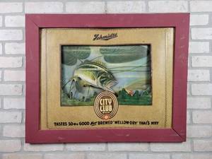 lot 9 image: Schmidts Beer City Club Advertising Sign - Artist Herb Chidley - Wood Frame - Overall Approx. 30 x 23.5