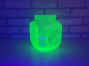 lot 13 image: Vintage Uranium Glass Jar - Approx. 7 x 7 x 8 Tall