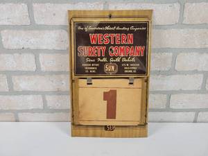 lot 17 image: Vintage Metal Western Surety Company Sioux Falls SD Calendar - Approx. 14.5 x 9