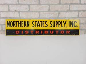 lot 24 image: Northern States Supply, Inc. Double Sided Metal Sign - Approx. 30.5 x 6.75