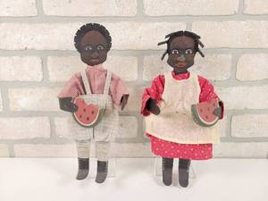 lot 96 image: Pair of Tin Shelf Sitting Children - Approx. 11 Tall Each