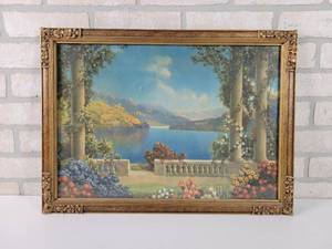 lot 127 image: Antique The Blue Lake Framed Lithograph - Approx. 22 x 16
