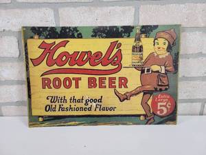 lot 129 image: Vintage Howels Root Beer Advertising Sign - Cardboard - Approx. 16 x 10.5
