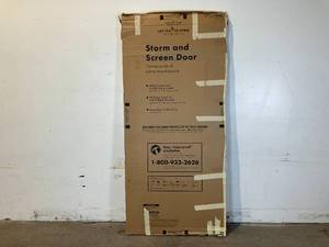 lot 33 image: Andersen 36 in. x 80 in. 400 Series White Universal Self-Storing Aluminum Storm Door with Nickel Hardware