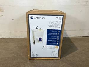 lot 40 image: Glacier Bay All-in-One 24 in. x 24 in. 20 Gal. Freestanding Laundry Tub in White, with Non-Metallic Pull-Out Faucet in Chrome