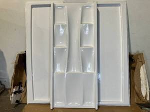 lot 53 image: Delta Classic 400 32 in. W x 74 in. H Three Piece Direct to Stud Alcove Shower Wall Surround in High Gloss White