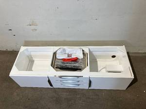 lot 87 image: James Martin Mercer Island 58 78 Wall Mount Double Bathroom Vanity in Glossy White