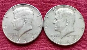 lot 11 image: (2) 90% Silver Kennedy Half Dollars