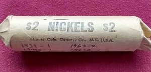 lot 12 image: Vintage $2 Nickel Roll - 1930s-1960s
