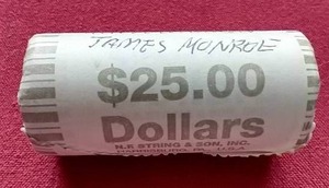 lot 13 image: James Monroe Presidential Dollar - Coin Roll US Mint Wrapped