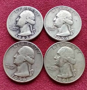 lot 18 image: (4) 90% Silver Washington Quarters