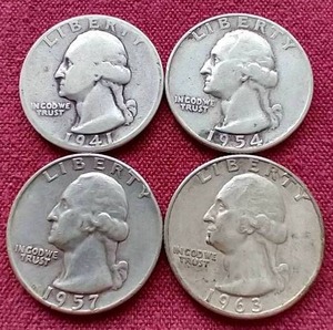 lot 45 image: (4) 90% Silver Washington Quarters