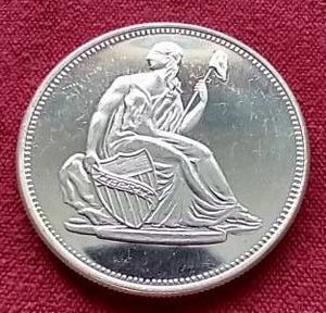 lot 46 image: Seated Liberty 1 Oz. Silver Round