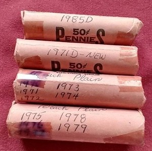 lot 54 image: (4) Vintage Penny Rolls - 1970s & 1980s
