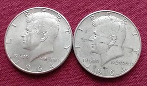 lot 64 image: (2) 90% Silver Kennedy Half Dollars