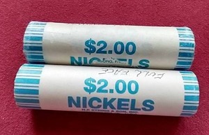 lot 65 image: (2) Uncirculated Modern $2 Nickel Rolls