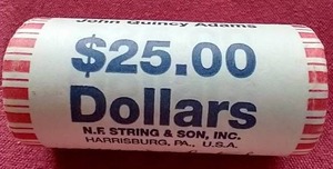 lot 75 image: John Quincy Adams Presidential Dollar - Coin Roll US Mint Wrapped