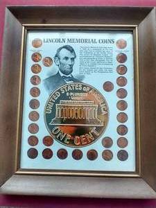lot 76 image: Lincoln Memorial Coins in Framed Display