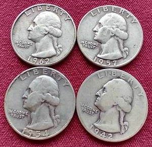 lot 79 image: (4) 90% Silver Washington Quarters