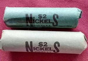 lot 87 image: (2) Vintage $2 Nickel Rolls - 1960s & 1970s