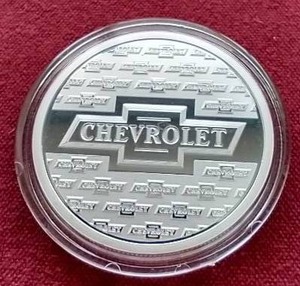 lot 92 image: Officially Licensed Chevy 1 Oz. Silver Round
