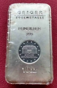 lot 105 image: Sealed Geiger 10 Oz. Silver Bar