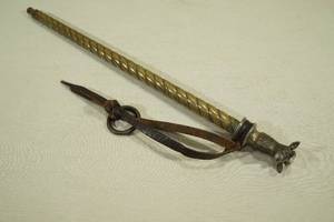 lot 60 image: Antique Dagger - Brass Grip and Scabbard - Deer Head Pommel