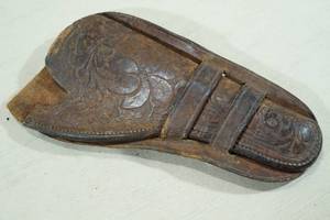 lot 70 image: Vintage Biffar Carved Brown Leather Handgun Holster