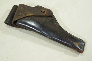 lot 85 image: Dark Brown Leather Handgun Holster with Flap - Marked US