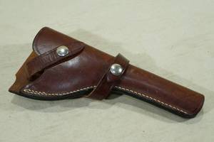 lot 97 image: Brown Leather Handgun Holster with Straps