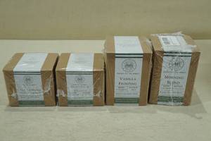 lot 38 image: Begonia & Bench Candles -Morning Blend, Vanilla Frosting, Harvest & Hearth, Cozy CampFire