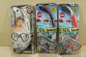 lot 99 image: 3 Adult US Divers Snorkel and Mask Sets