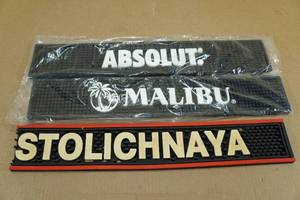 lot 118 image: Bar Rail Mats -Absolute, Malibu, Stolichnaya
