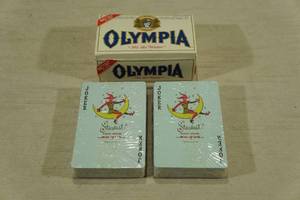 lot 123 image: Vintage Olympia Playing Cards in Mini Beer Case