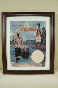 lot 125 image: Vintage Hamms Beer Diecut Cardboard Standup Display Sign - Appears Unused