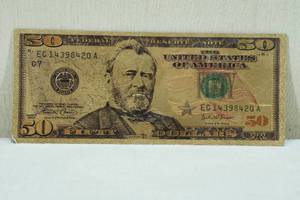 lot 204 image: Gold Foil 50 Dollar Bill