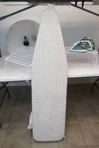 lot 79 image: ironing board, iron , wire shelves