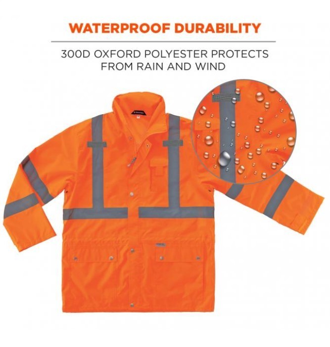 lot 846 image: NEW GloWear 8365 Hi-Vis Rain Jacket - Type R, Class 3, Breathable - ORANGE - 5XL