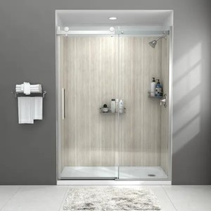 lot 51 image: American Standard Passage 60 in. x 72 in. Frameless Sliding Shower Door in Clear Glass - Chrome Finish