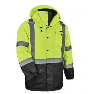 lot 585 image: NEW GloWear 8384 Hi-Vis Lime Winter Jacket Quilted Parka - Type R, Class 3 - XXL