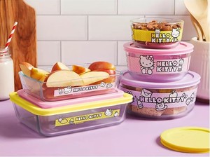 lot 609 image: NEW Pyrex 10 Piece Glass Food Storage Set - Hello Kitty
