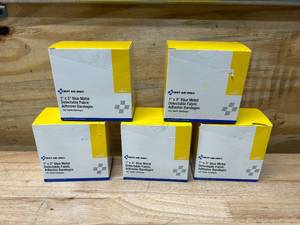 FIRST AID ONLY Lot of 5 Boxes of- 1 x 3 Blue Metal Detectable Fabric Adhesive Bandages, 100Box