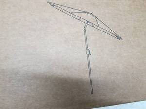 lot 221 image: 9 ft Black & White Patio Umbrella...
