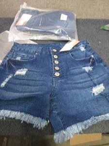 lot 131 image: 3 pr Button Fly Jean Shorts...