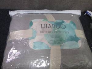 lot 159 image: 90x90 inch Grey Bed Set...