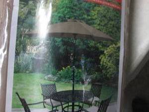 lot 206 image: 9 ft Tan Patio Umbrella...