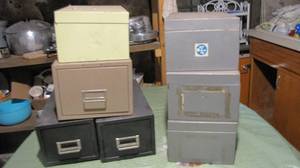(7) vintage Metal file storage boxe...