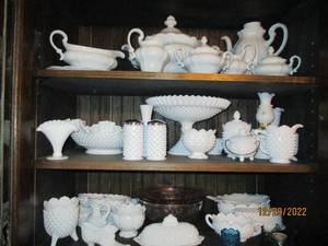 Lot of milk glass decorative items ...