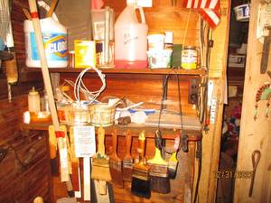 (2) shelf lot of assorted paint bru...